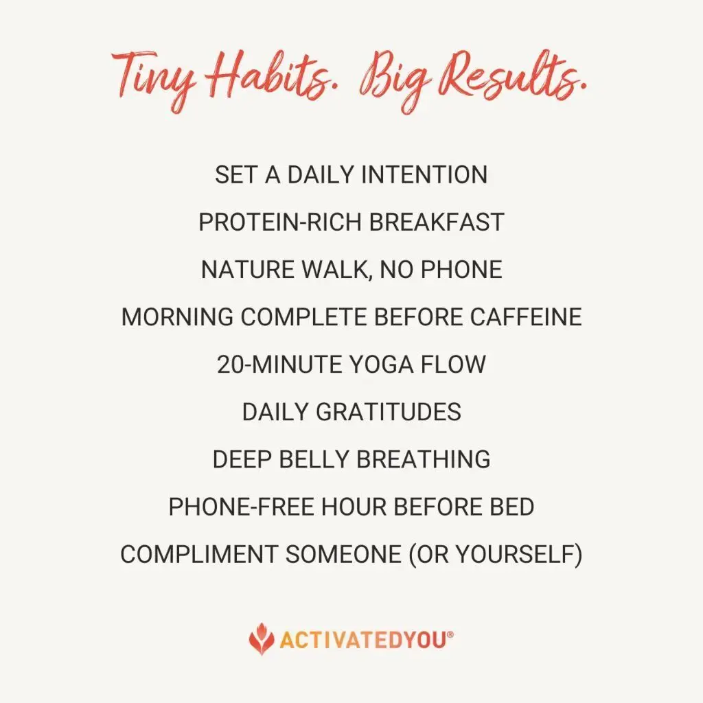 A text post with the heading "Tiny Habits. Big Results"