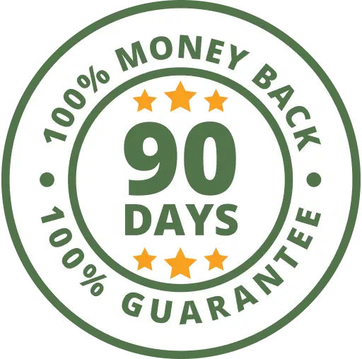 90-day 100% money-back guarantee badge